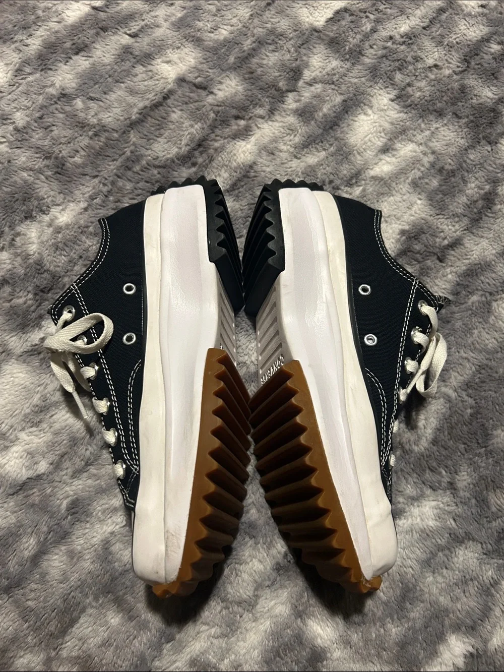 Converse Black and White Platform Low Top Sneakers - Picture 6 of 8